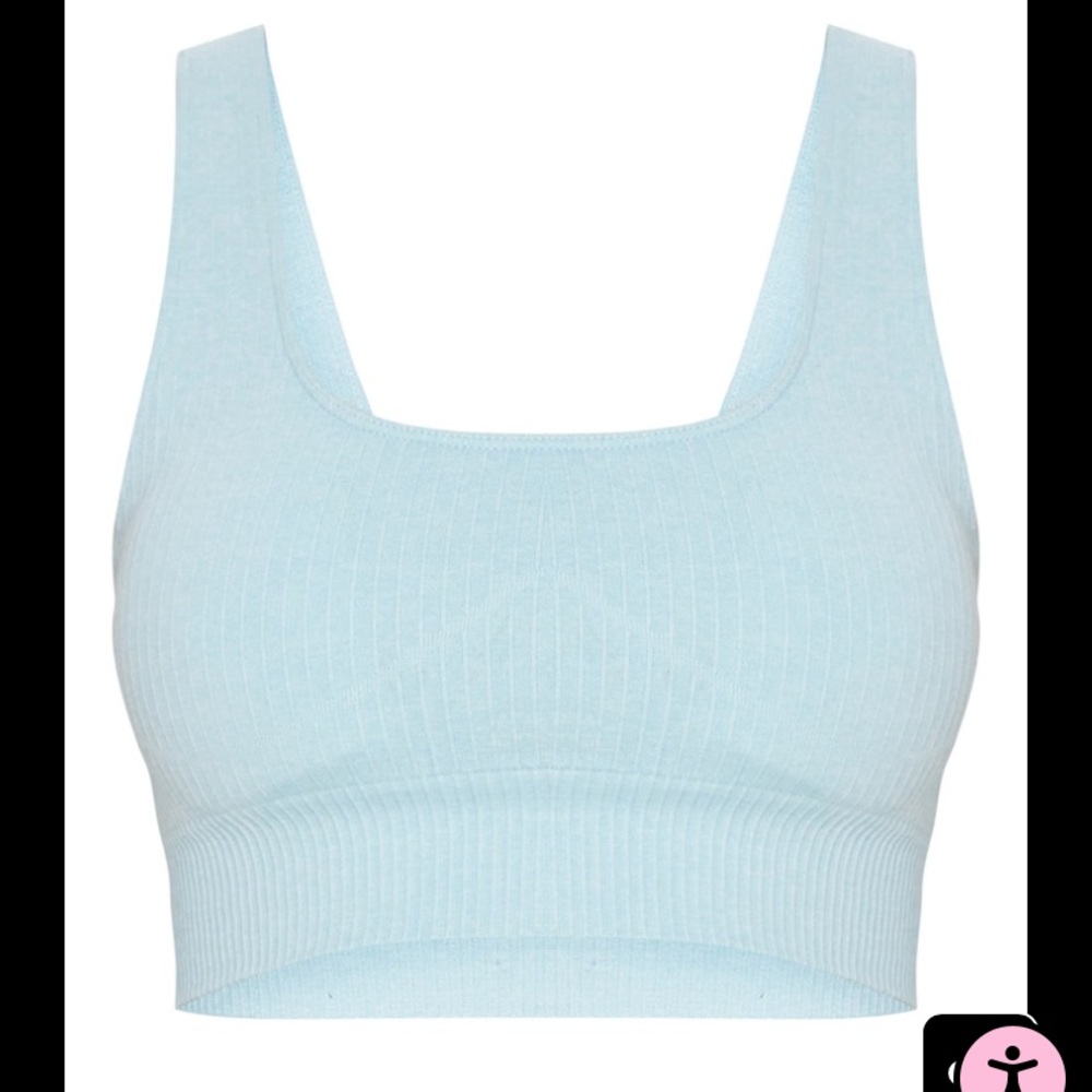 Blue Seamless Ribbed Sports Bra - Picture 4 of 5